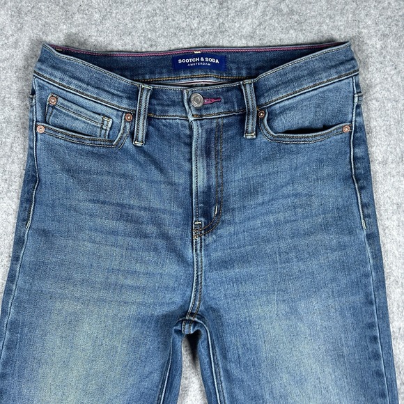 Scotch Soda Denim Jeans Womens Size 4 28x27 Blue Straight Slim High Rise Stretch - Picture 10 of 16